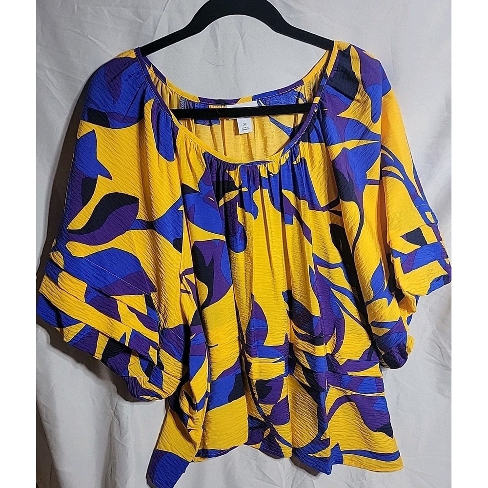 Liz Claiborne Womens Shirt Size 3X Spring Playful Career Oversized Regencycore